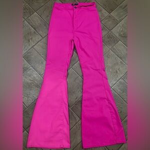 Bold Pink Flare Women's Jeans